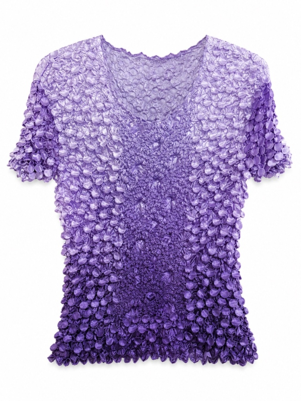 4/$20➡️ Vintage 90s Purple Ombre Popcorn Textured Blouse – OSFM EUC